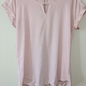 Keyhole cutout pink blouse